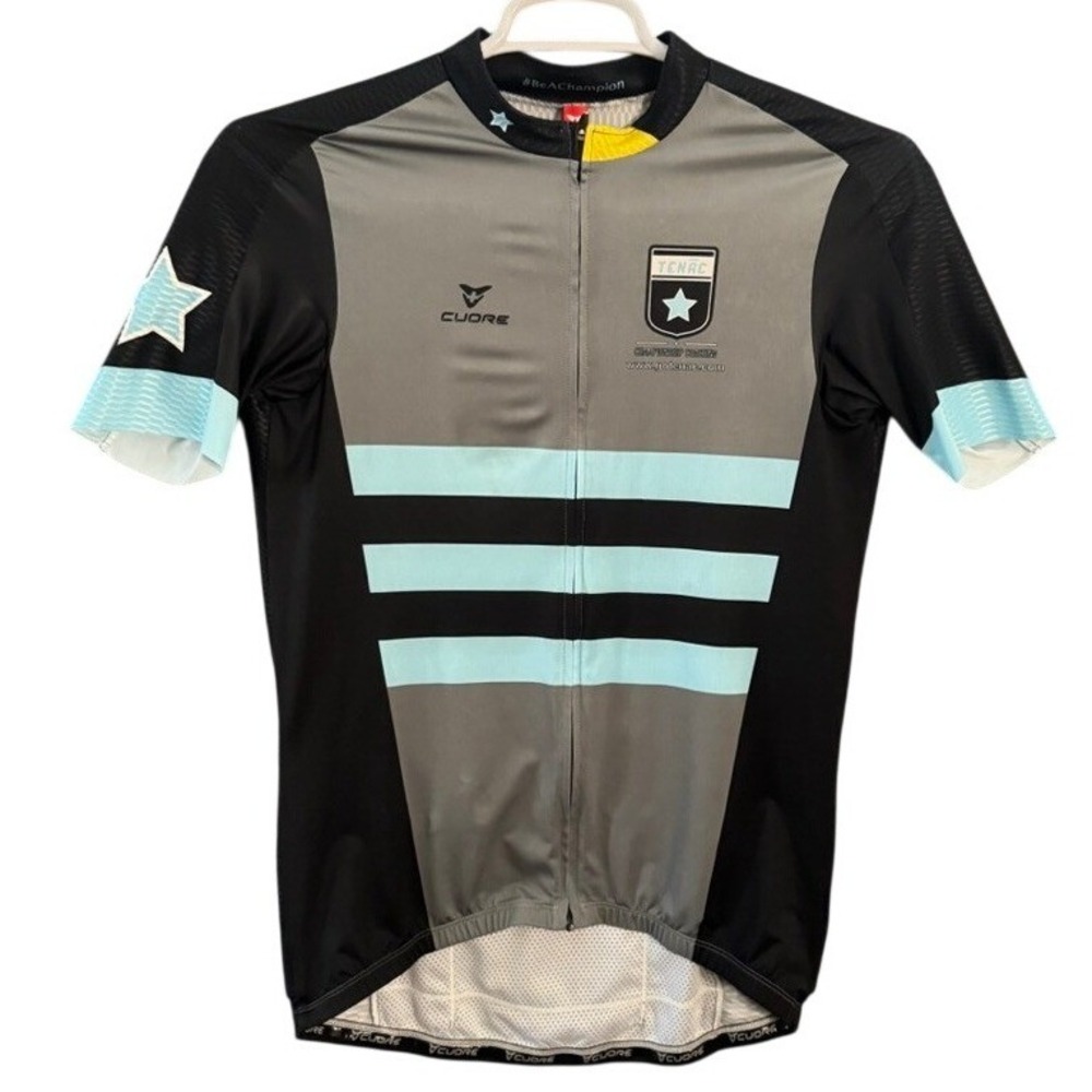 Cuore Tenac Championship Coaching Cycling Jersey Mens 2XL Grey Blue Full Zip